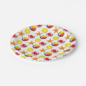 Laten we gaan. Beach Crab Starfish Beachball Sun Papieren Bordje (Gekanteld)