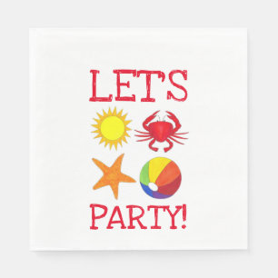 Laten we gaan. Beach Crab Starfish Beachball Sun Servet