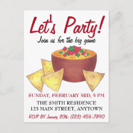 Laten we gaan. Big Football Game Nacho Chips Uitnodiging Briefkaart