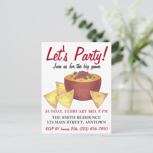 Laten we gaan. Big Football Game Nacho Chips Uitnodiging Briefkaart (Staand voorkant)