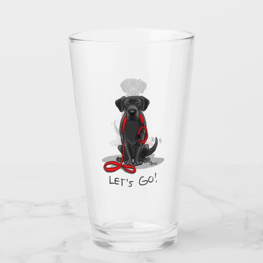 Laten we gaan! Black Lab Labrador Retriever Cute Glas (Achterkant)