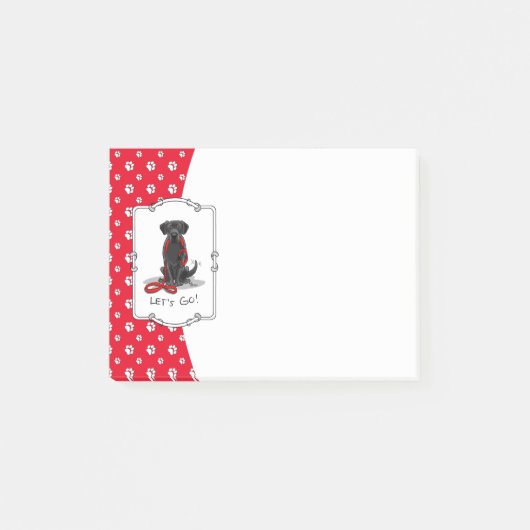 Laten we gaan! Black Lab Labrador Retriever Cute Post-it® Notes (Voorkant)