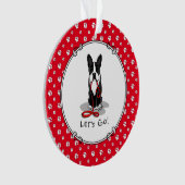 Laten we gaan! Boston Terrier Dog (zwart) Funny Ornament (voorkant)