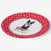 Laten we gaan! Boston Terrier Dog (zwart) Funny Papieren Bordje (Gekanteld)