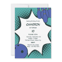 Laten we gaan bowlen 10e verjaardag feestuitnodigi