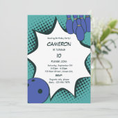 Laten we gaan bowlen 10e verjaardag feestuitnodigi kaart (Staand voorkant)