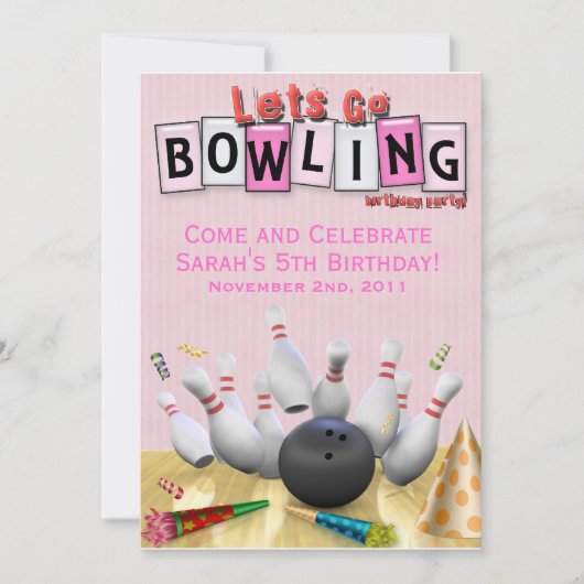 Laten we gaan Bowling Birthday Party Kaart (Voorkant)