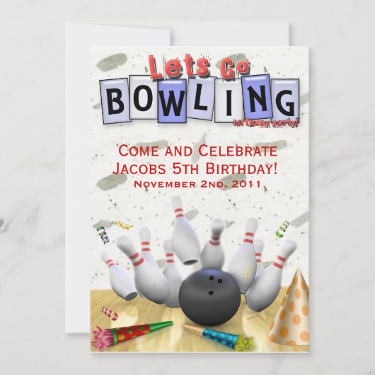 Laten we gaan Bowling Birthday Party Kaart (Voorkant)