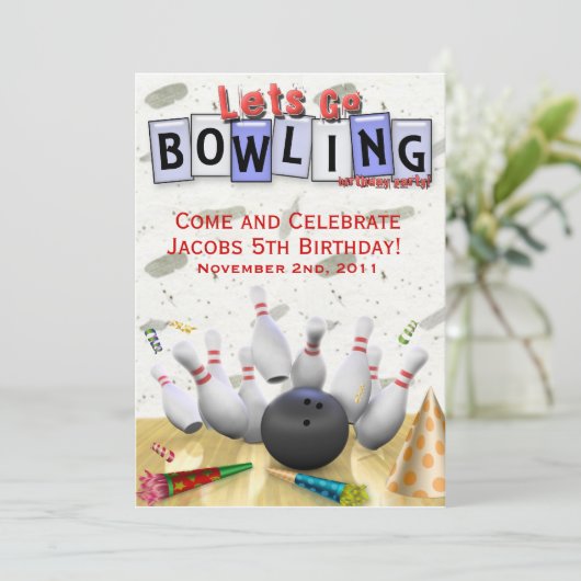 Laten we gaan Bowling Birthday Party Kaart (Staand voorkant)
