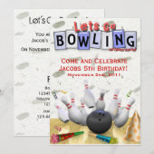 Laten we gaan Bowling Birthday Party Kaart (Voorkant / Achterkant)