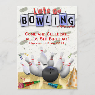 Laten we gaan Bowling Birthday Party Kaart