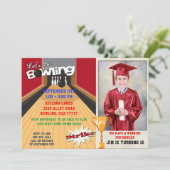 Laten we gaan Bowling Red Boys Verjaardagsfoto uit Kaart (Staand voorkant)