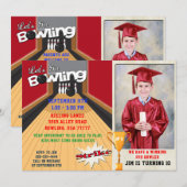 Laten we gaan Bowling Red Boys Verjaardagsfoto uit Kaart (Voorkant / Achterkant)