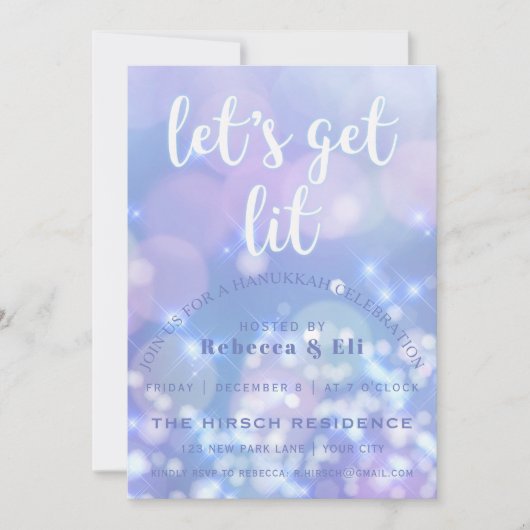 Laten we gaan branden - Blue Sparkles Funny Hanukk Kaart (Voorkant)