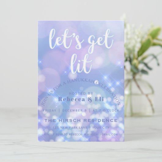 Laten we gaan branden - Blue Sparkles Funny Hanukk Kaart (Staand voorkant)