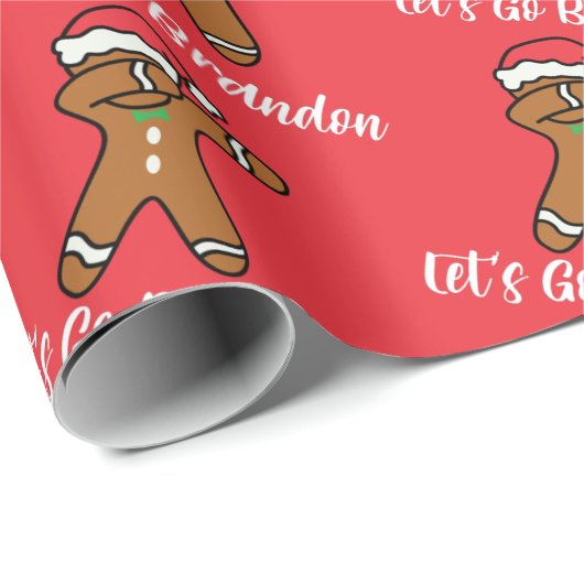 Laten we gaan Brandon Biden Gingerbrood Man Holida Cadeaupapier (Rol Hoek)
