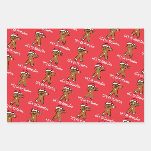 Laten we gaan Brandon Biden Gingerbrood Man Holida Inpakpapier Vel (Voorkant)