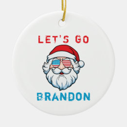 Laten we gaan Brandon Conservative US Flag Santa Keramisch Ornament