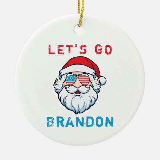 Laten we gaan Brandon Conservative US Flag Santa Keramisch Ornament (Voorkant)
