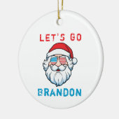 Laten we gaan Brandon Conservative US Flag Santa Keramisch Ornament (Links)
