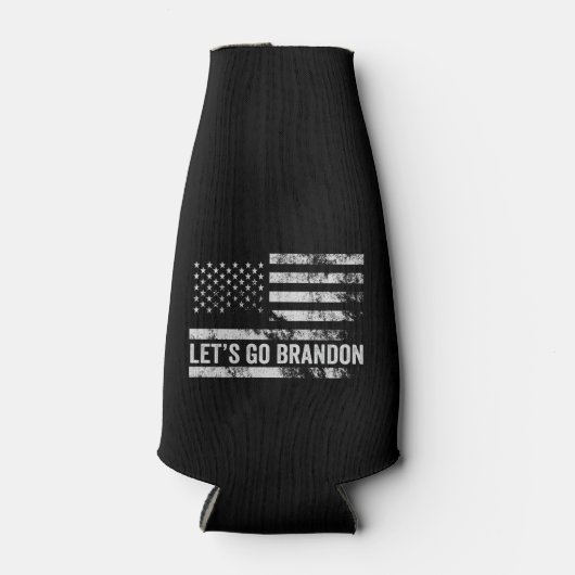 Laten we gaan Brandon Funny Patriotic American Fla Flesjeskoeler (Voorkant)