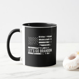 Laten we gaan Brandon Funny Patriotic American Fla Mok