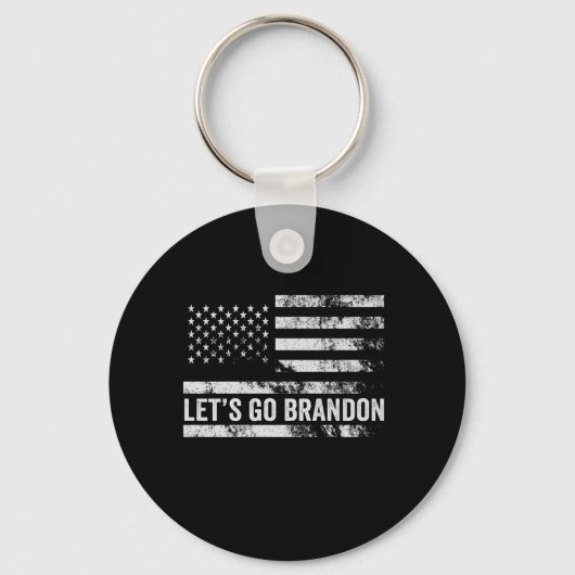 Laten we gaan Brandon Funny Patriotic American Fla Sleutelhanger (Voorkant)
