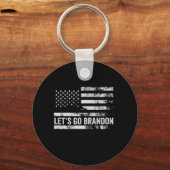 Laten we gaan Brandon Funny Patriotic American Fla Sleutelhanger (Voorkant)