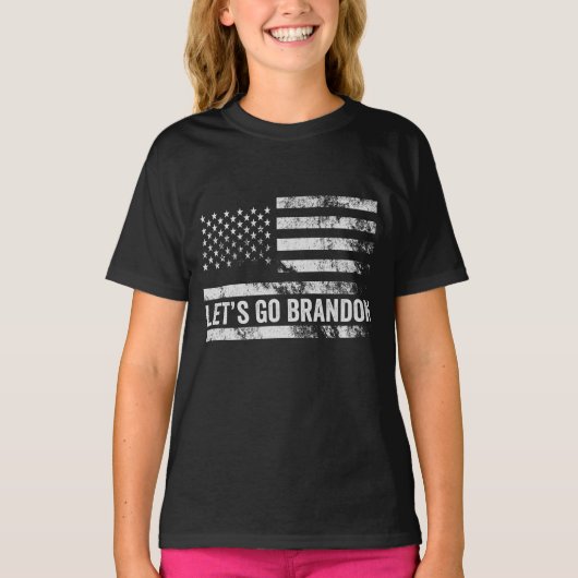Laten we gaan Brandon Funny Patriotic American Fla T-shirt (Voorkant)