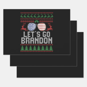 Laten we gaan Brandon Lelijke Kersttrui Patriottis Inpakpapier Vel