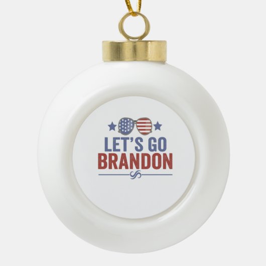 Laten we gaan Brandon Patriottische Amerikaanse Zo Keramische Bal Ornament (Voorkant)