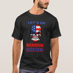 Laten we gaan Brandon Skull Head American Flag Con T-shirt