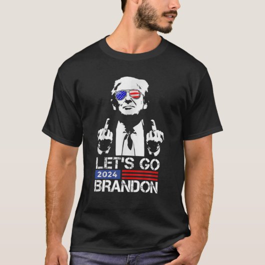 Laten we gaan Bransdon Brandon Trump Middle Finger T-shirt (Voorkant)