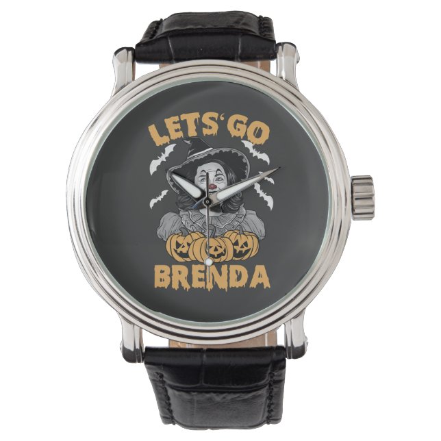 Laten we gaan Brenda enge Halloween Kamala Harris Horloge (Voorkant)