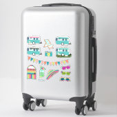 Laten we gaan Camping  Aqua Camper Schattige Sticker (Koffer)