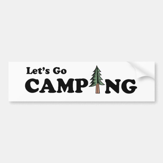 Laten we gaan Camping Pine Tree Bumpersticker (Voorkant)