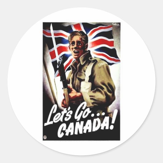 Laten we gaan. Canada Ronde Sticker (Voorkant)