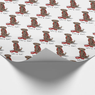 Laten we gaan! Chocolate Lab Labrador Retriever Fu Cadeaupapier
