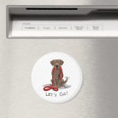 Laten we gaan! Chocolate Lab Labrador Retriever Fu Magneet (Insitu (Vaatwasser))