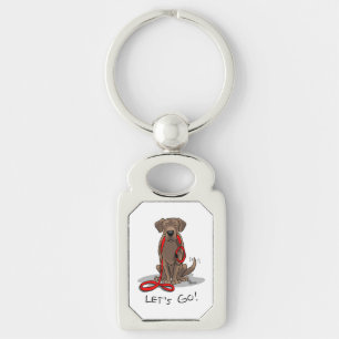 Laten we gaan! Chocolate Lab Labrador Retriever Fu Sleutelhanger