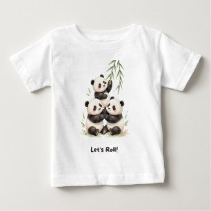Laten we gaan! Cute Panda Trio T-Shirt Panda Pir