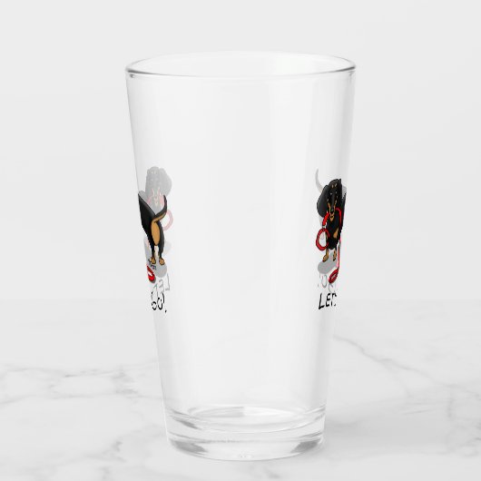 Laten we gaan! Dachshund Dog (zwart en geel) grapp Glas (Rechts)