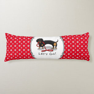 Laten we gaan! Dachshund Dog (zwart en geel) grapp Lichaamskussen