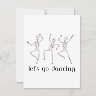 Laten we gaan dansen met drie dansende skeletten o feestdagenkaart