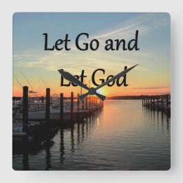 LATEN WE GAAN EN GOD SUNSET LATEN ZIEN VIERKANTE KLOK
