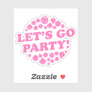 Laten we gaan feesten hete roze dobbelstenen sticker