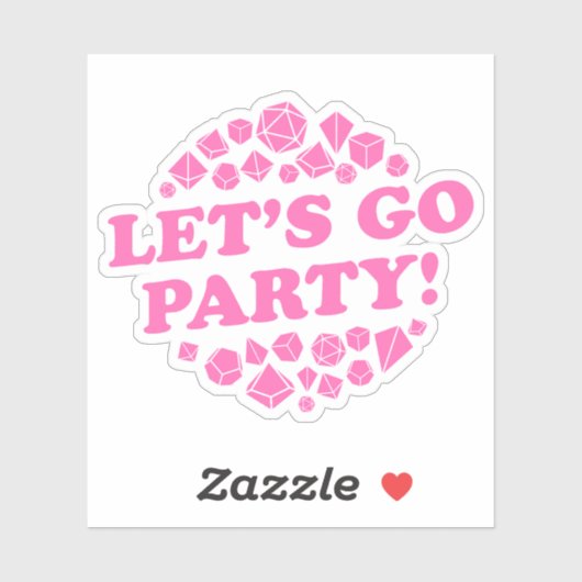 Laten we gaan feesten hete roze dobbelstenen sticker (Vel)