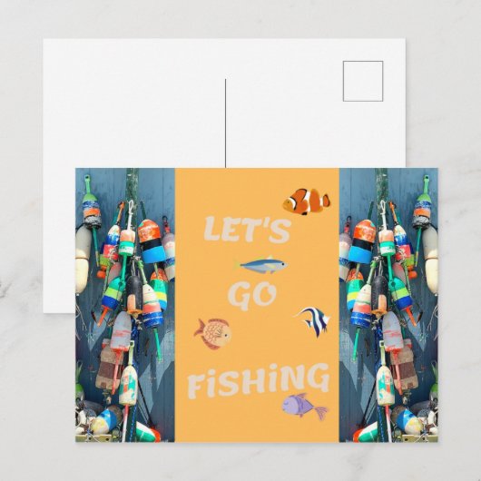 Laten we gaan Fising Briefkaart (Voorkant / Achterkant)