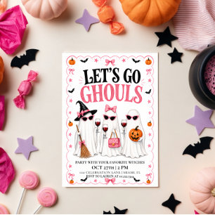 Laten we gaan Geesten Roze Halloween Feest Kaart
