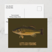 Laten we gaan Gevist Largemouth Bass Party Invitat Briefkaart (Voorkant / Achterkant)